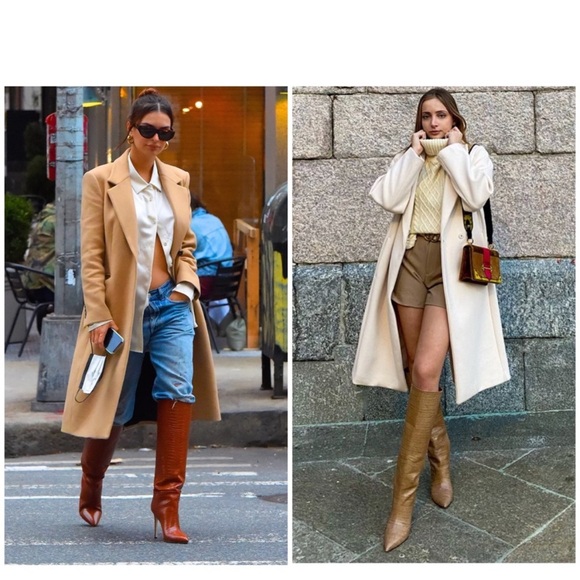 Dove Grey Vegan Leather Knee High Boots - Picture 2 of 8